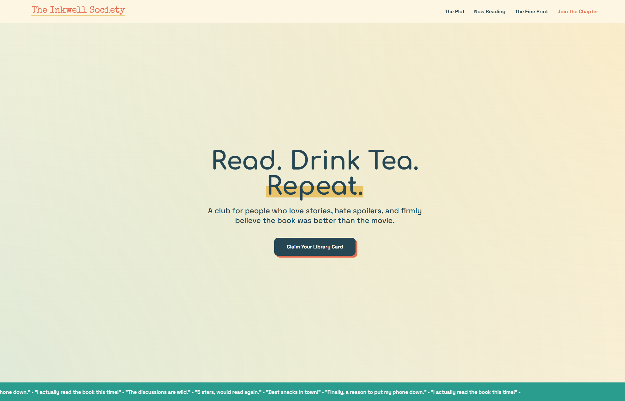 Book Club website example